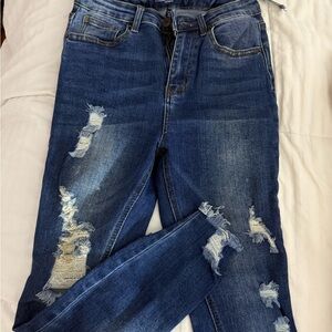 Distressed Blue Jeans